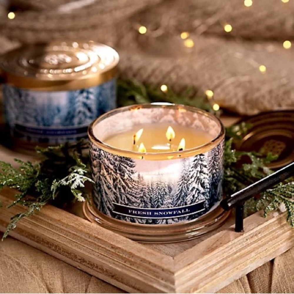 HomeWorx Harry Slatkin SNOWFALL 4 Wick Candle Home Decor 18 oz - NEW